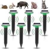 Allecto Plus - Mollenverjager op zonne-energie 6-pack IP65 waterdicht ultrasone mollenverjager voor mollenbestrijding en ongediertebestrijding in de tuin