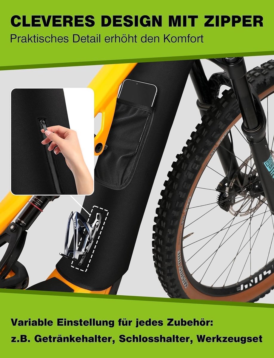 E-bike accubeschermhoes - bescherming tegen kou, vuil - zwart/groen - 30-43 cm