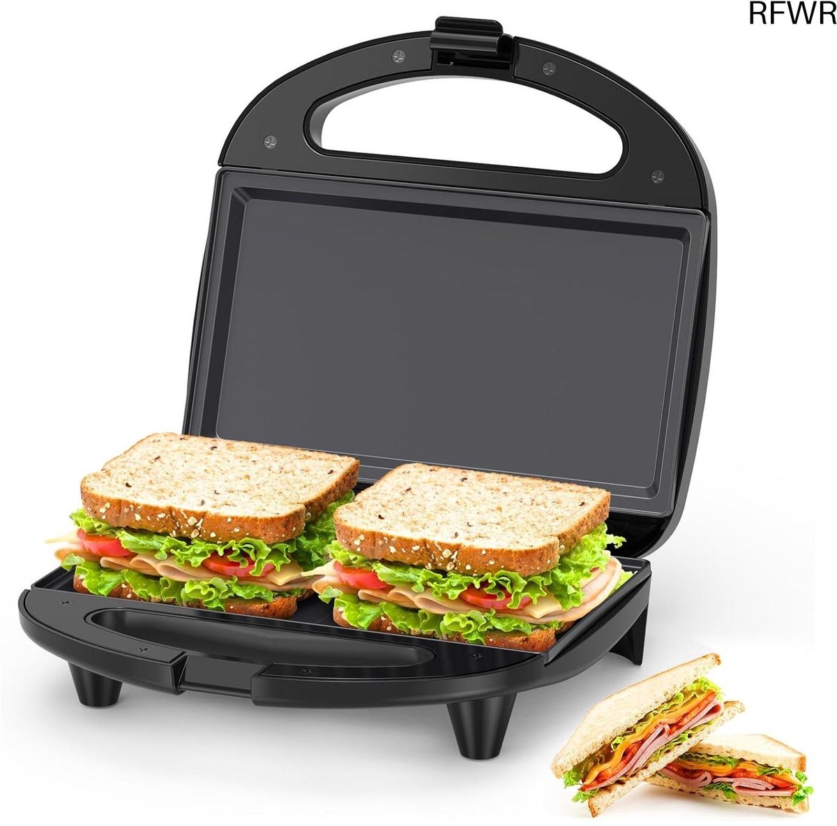 RFWR® Tosti Apparatuur voor 2 Plakken met Antiaanbak Platen en Cool Touch Handvat