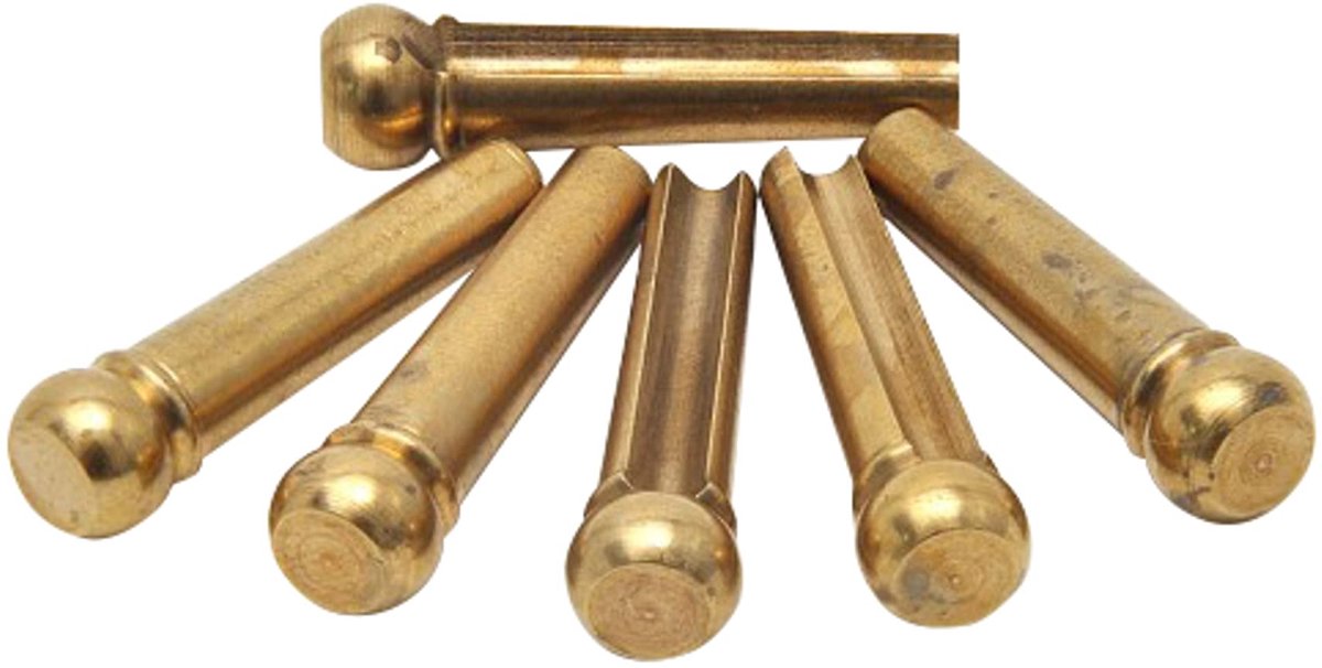 Göldo Bridge Pins stekkels messing 6 Stk - Gitaaronderdeel