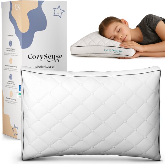 CozySense® - Kinderkussen – Hoofdkussen Kind – Hotelkwaliteit - Peuterkussen – Peuter Hoofdkussen – Kinder Hoofdkussen – Ergonomisch & Verstelbaar – Hypoallergeen – OEKO-TEX® – 100% Katoen - 2-12 Jaar – 40x55cm
