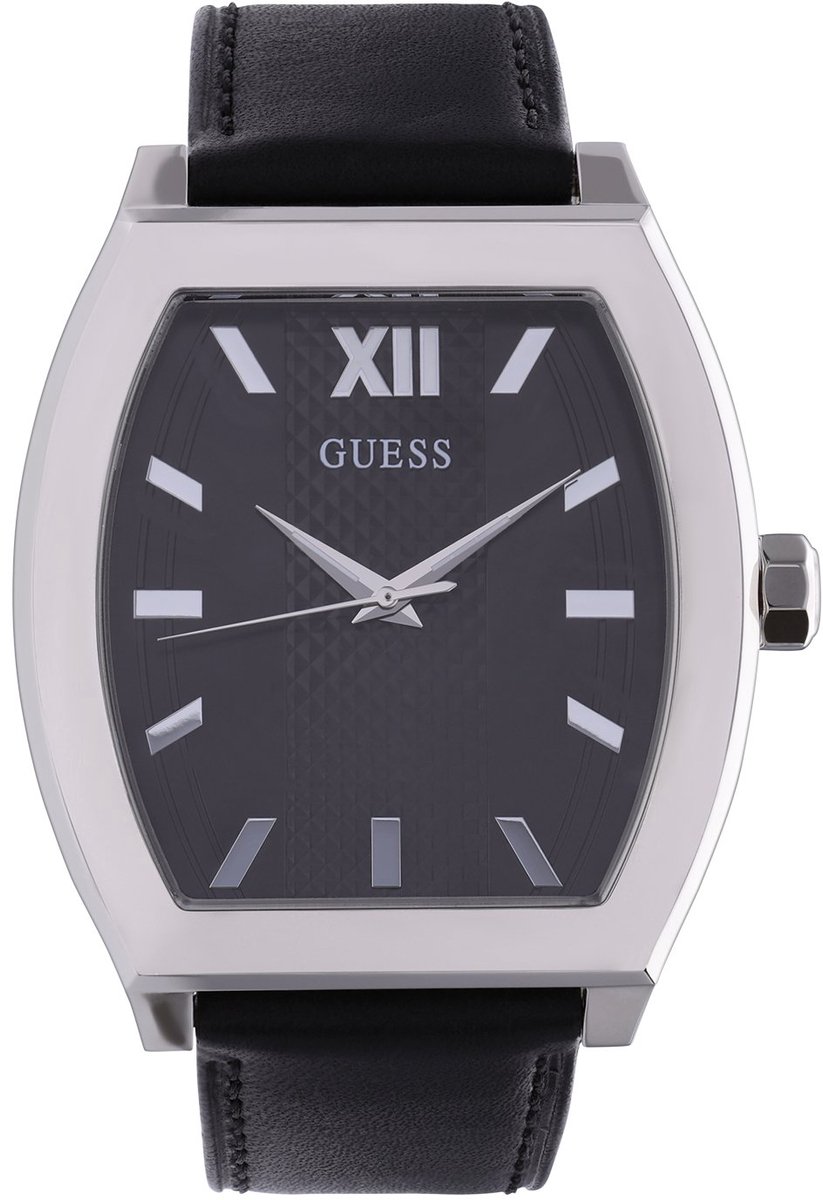 Guess Heren Guess herenhorloge met leren band PUNTUAL GW0706G1 - Horloge - Leer - Zwart - 52.80 mm