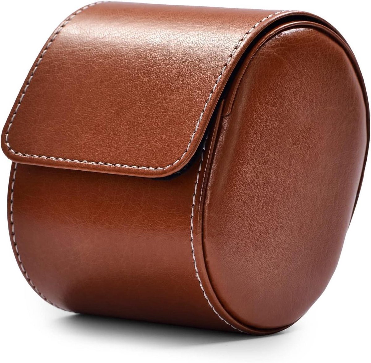 Luxe PU lederen horlogedoos - Opbergdoos voor één horloge - Reis horlogekoffer - Geschenkdoos voor Kerstmis, jubileum en verjaardag - Donkerbruin - Stijlvol design.