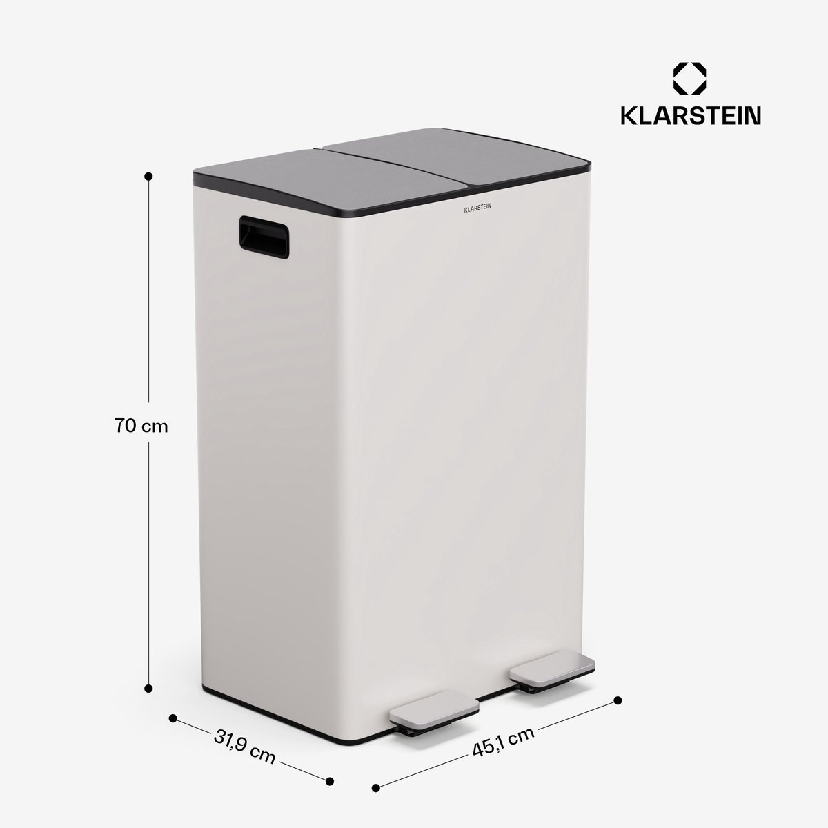 Klarstein Moderne Klarstein keukenafvalbak van 60 liter (2x30 liter) met efficiënte afvalscheiding, uitneembare compostbak van en soft-close functie - de perfecte luieremmer voor een schone keuken. - Afvalemmer - voor Keuken - RVS - RVS
