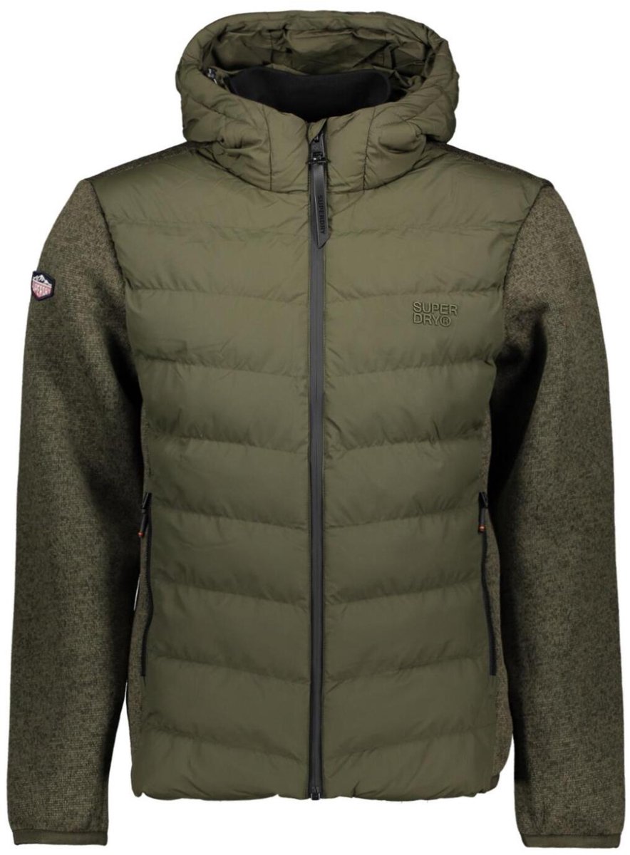 Superdry Jas Hooded Storm Knit Hybrid Jkt M5012293a Marl Mannen Groen