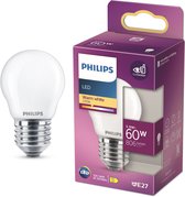 Philips LED lamp - Kogellamp met E27 fitting - Warmwit licht: 2700K - 60W - Mat glas