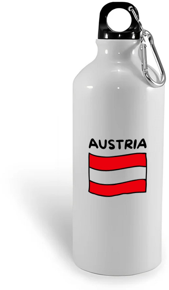 Hacebo® - Austria vlag waterfles - Oostenrijk - reizigers - toerist - verjaardagscadeau - souvenir - vakantie - water fles - 400ML
