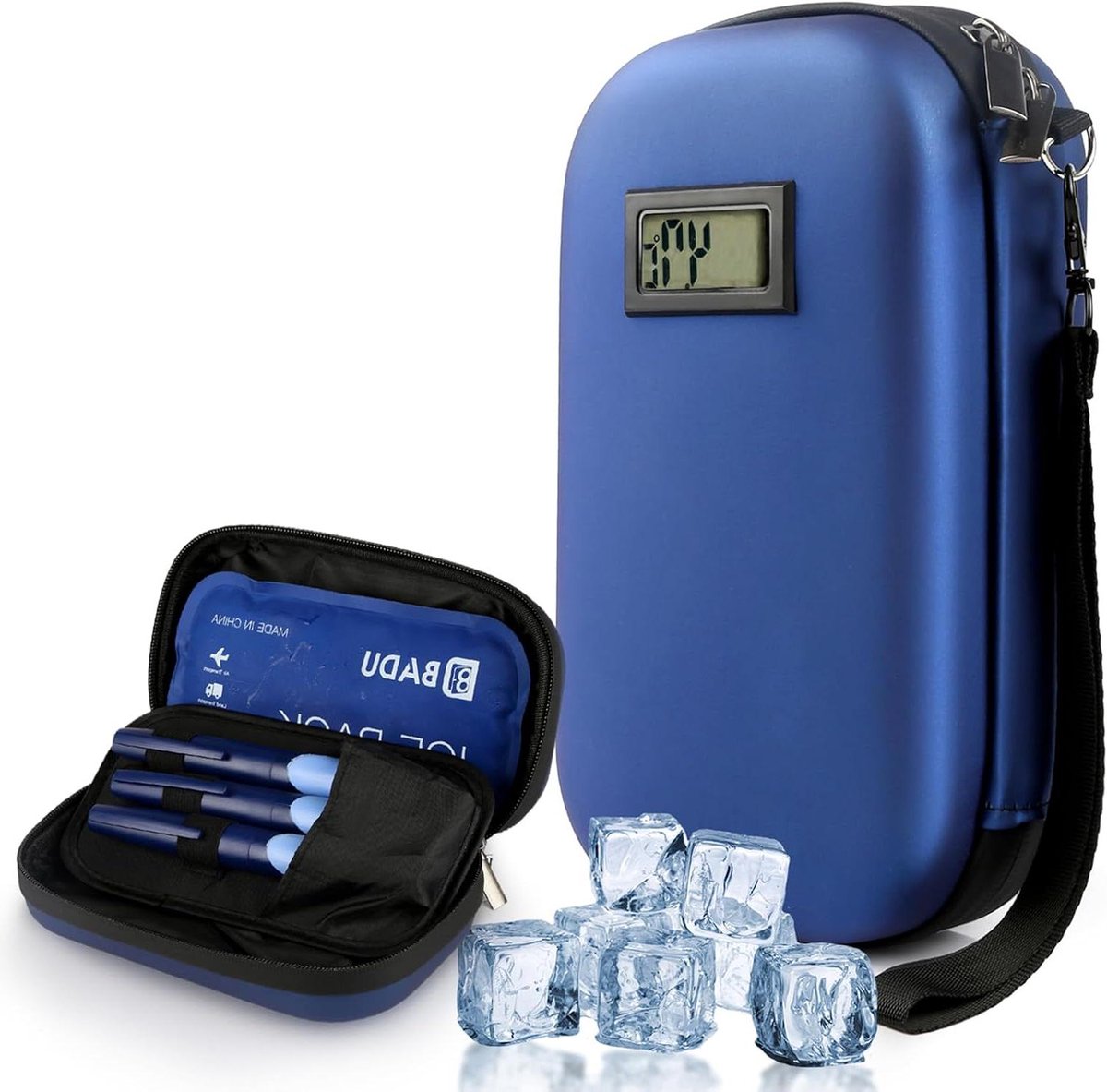 Insuline koeltas voor reizen - TSA-goedgekeurd met temperatuurweergave - Diabetici tas met herbruikbare ijsverpakking