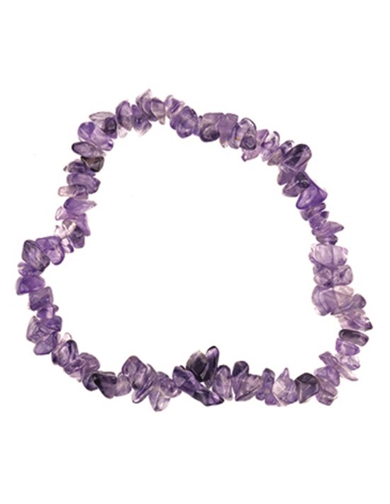 Armband van paarse amethist splitstenen, met lichte en donkere tinten.