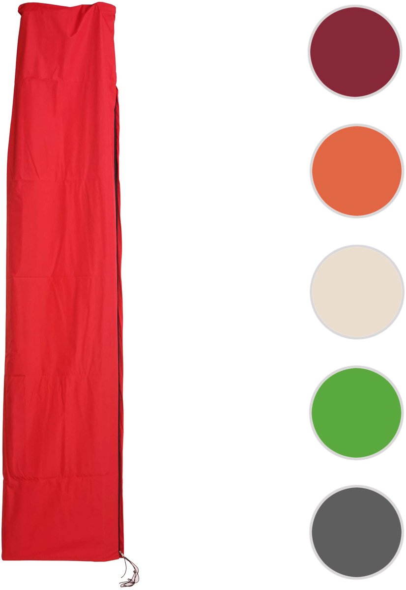 Beschermhoes MCW voor zweefparasol tot 4,3 m (3x3 m), afdekhoes met ritssluiting ~ rood