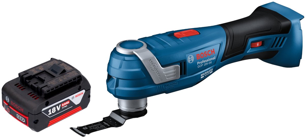 Bosch GOP 18V-34 Profi-snoerloze Multi-Cutter 18 V Starlock Plus + 1x accu 5.0 Ah - zonder oplader