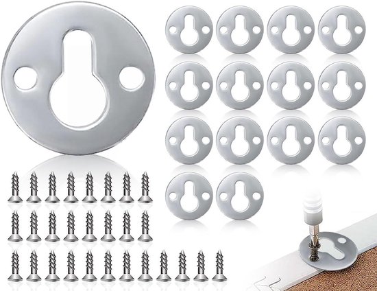 Sleutelgat Hangers,Tianher 100 Stuks Sleutelgat Hangers Metalen Bevestigingen Beeld Hangende Beugel 45x16mm Hange Bevestigingsmiddelen Klinknagel voor Thuiskantoor Foto Frames Spiegels Kabinet