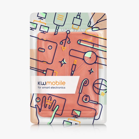 kwmobile e-reader hoesje geschikt voor Kobo Clara BW / Colour hoes - Ereader flip case met standaard - E reader cover van kunstleer - In oranje van Merkloos — afbeelding 2