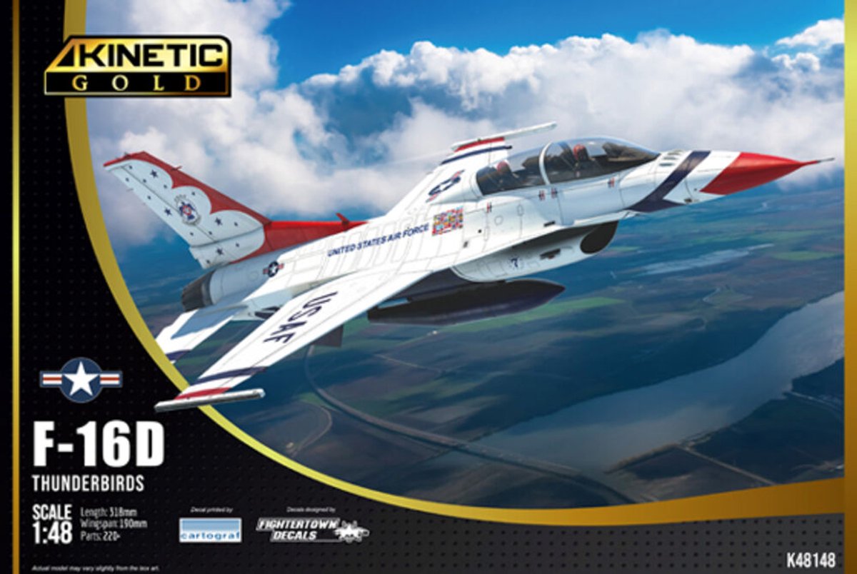 Kinetic Modelbouwpakket Militaire voertuigen - 48148 General Dynamics F16-D Viper “Thunderbirds” - Straaljager Plastic - 1:48 - Modelbouw