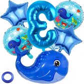 Allecto Plus - Verjaardag Versiering Zee Dieren Ballonnen Blauwe Cijfer 1 Ballon voor Jongens Meisjes Verjaardagsfeestje Thema Party