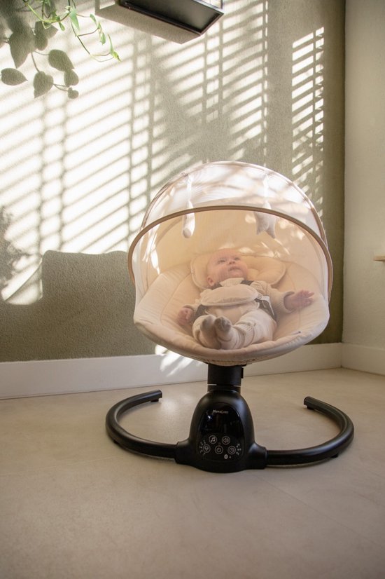 MamaLoes Noud - Elektrische Babyschommel - Baby Swing met Timer, Muziek, Bluetooth & Verstelbare Schommelsnelheid - Beige van Mamaloes — afbeelding 5