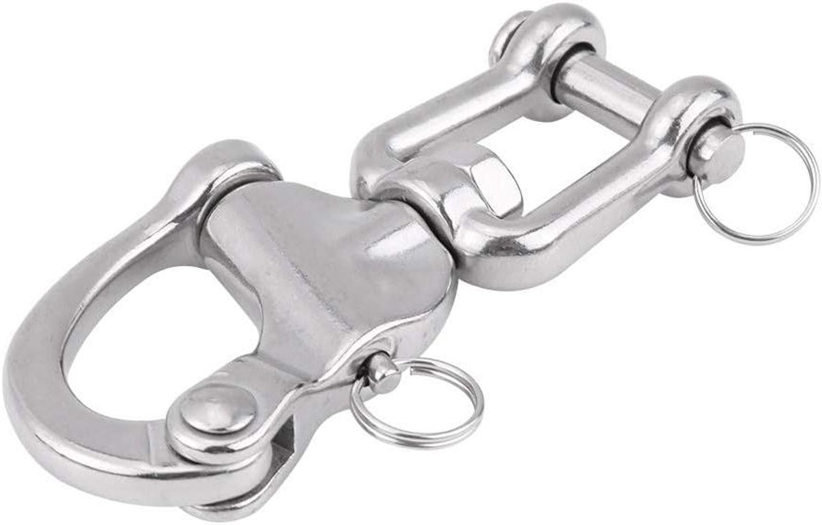 Allecto Plus - Snelsluitende kantelbare kiephaken | 316 roestvrijstalen zeilbeugel voor spinnaker halyard (128mm)