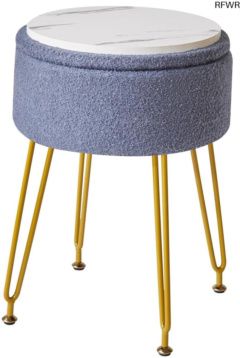 RFWR® Teddy Velvet Opberg Voetsteun Kruk - Multifunctionele Bijzettafel met Afneembare Cover