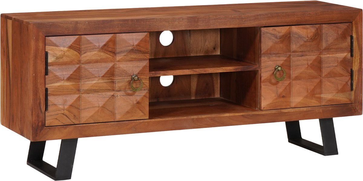 vidaXL - TV - Kast - Honingbruin - 112 - x - 30 - x - 48 - cm - Massief - acaciahout