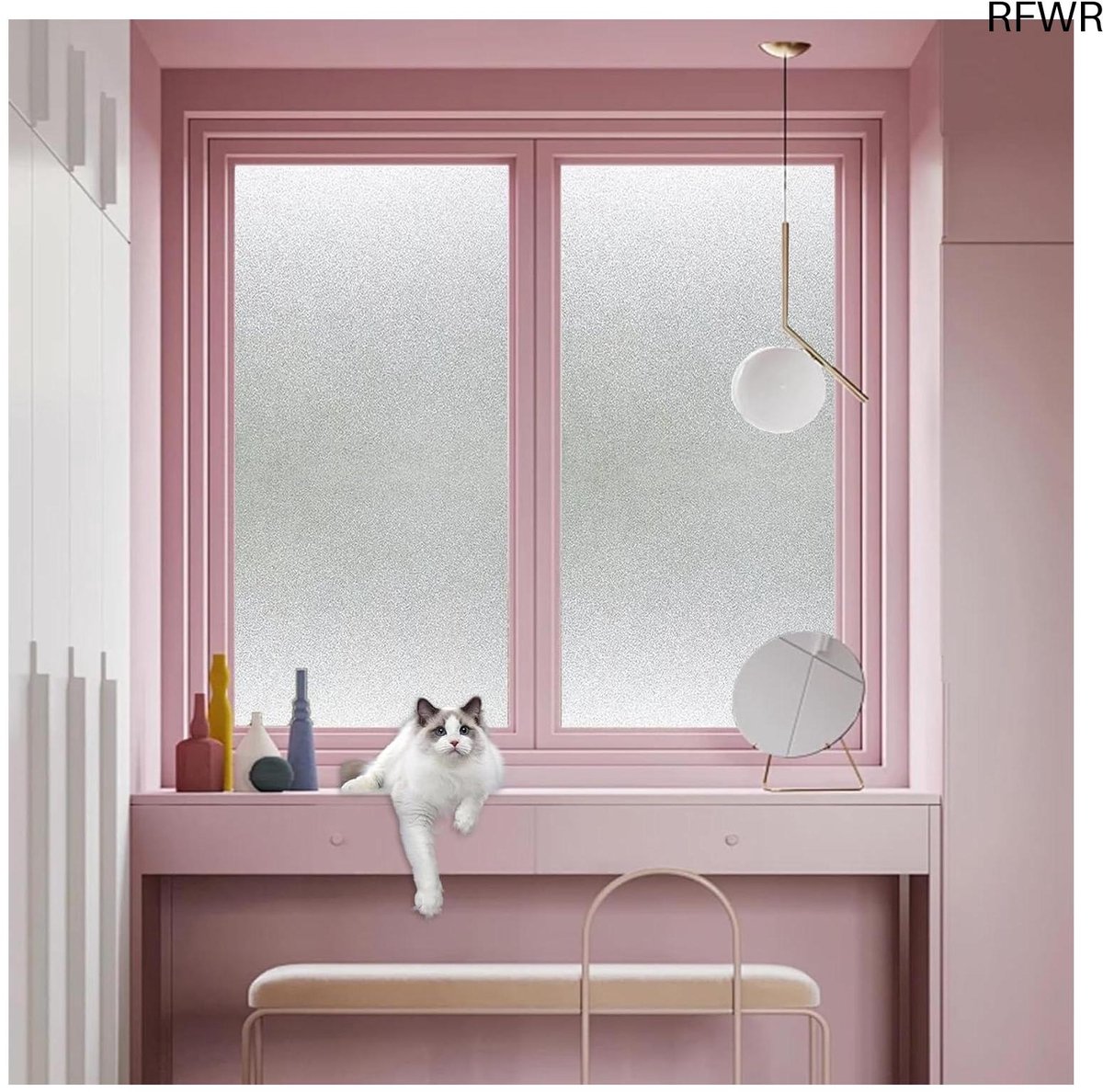 RFWR Verduisterende Raamfolie 40 x 430 cm - Matte Statische Hechting voor Privacy en UV-Bescherming