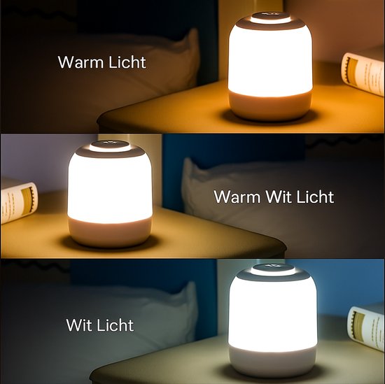 Best Active Touch Nachtlampje - Dimbaar en Oplaadbaar via USB-C - Draadloze Nachtlamp - 3 Lichtkleuren - LED - Camping Lamp - Tafellamp - Slaapkamer Lamp - Leeslamp - Roze van Merkloos — afbeelding 4
