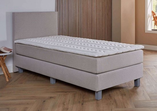1-Persoons boxspring Pamplona - 90 x 200 cm - Beige - met gratis topper ...
