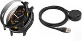 Strap-it Bundel Hard Case + Oplader - Geschikt voor Garmin Venu 3- Zwart Beschermhoesje met Glasplaat - USB Oplaadkabel - Schokbestendig - Smartwatch Accessoires - 2 in 1 Bundel