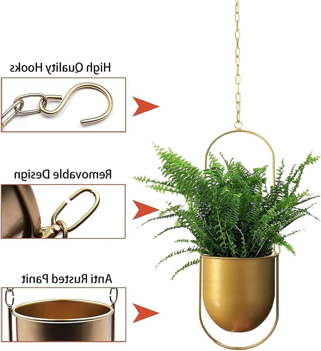 Hanging Decoration Pot Metal Boho Hanging Basket Ceiling Hanging Planter for Indoor Plants Succulents Air Plants Cactus (Gold) by Beihaoer