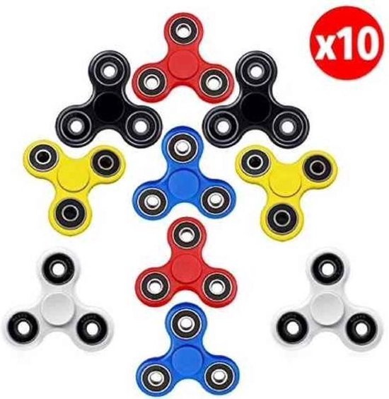 10 x Fidget Spinner - Stress Verminderen - Hand Spinner Draaier - Multi Kleuren - Voor Kinderen en Volwassen
