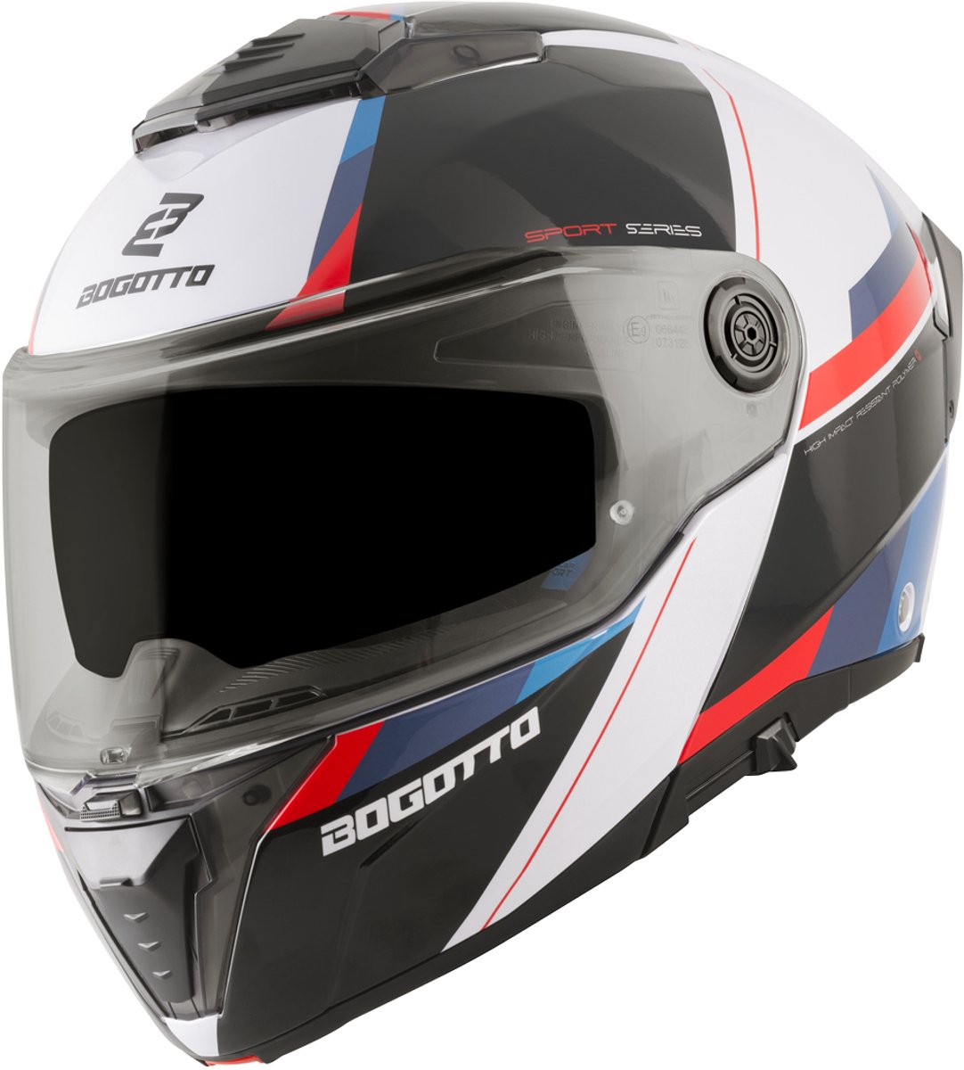 Bogotto FF404 Ezion Zwart Wit Rood Blauw Systeemhelm - Maat S - Helm