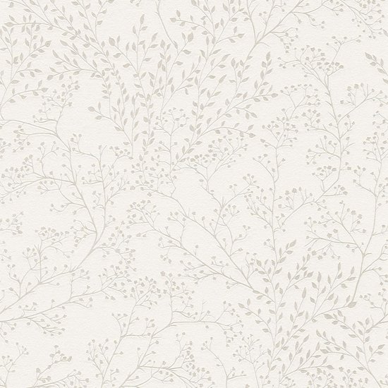 AS Creation Trendwall 2 - FILIGRAPHE BRANCHES ET FEUILLES PAPIER PEINT - fleurs rurales - blanc - 1005 x 53 cm