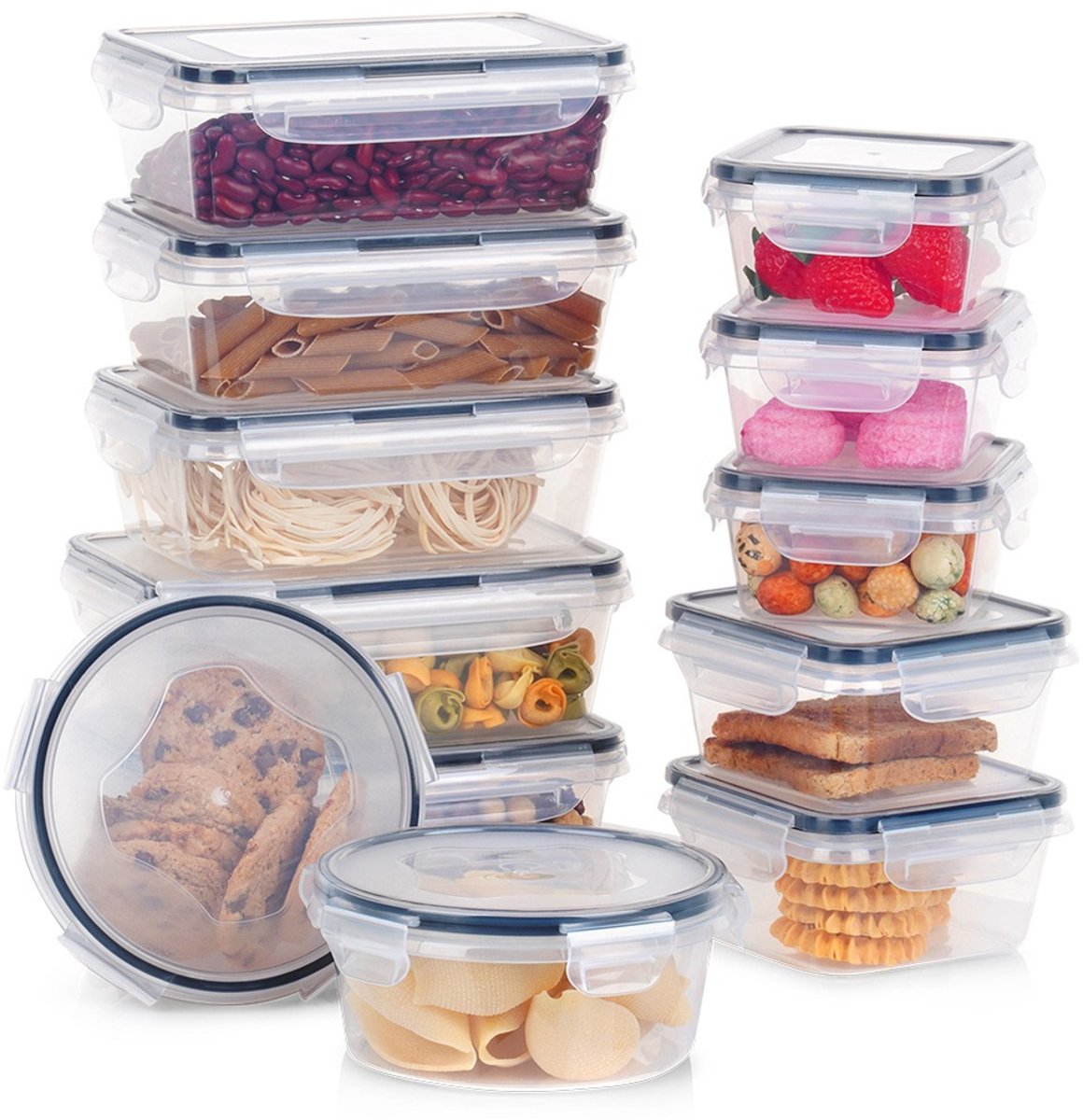 Voedselcontainers met Deksel en Pakking 12 stuks - Vershoudbakjes - Diepvriesbakjes - Vershouden - Bakjes