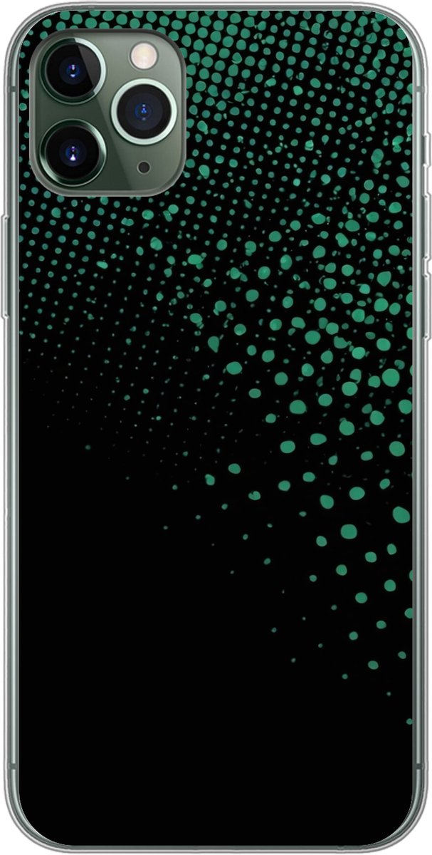 Telefoonhoesje Geschikt voor iPhone 11 Pro Max hoesje - Gaming - Stippen - Groen - Vervagen - Siliconen Telefoonhoesje Telefoonhoesje