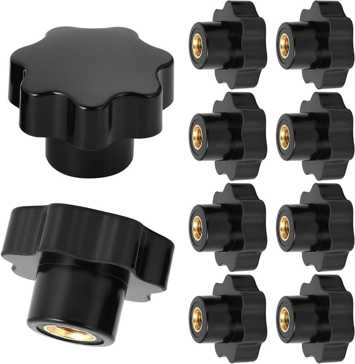 10 stuks stergreepmoeren M8 - zwart kunststof - binnendraad - klemknop - grip handvat - verbeterde grip - meubelaccessoires