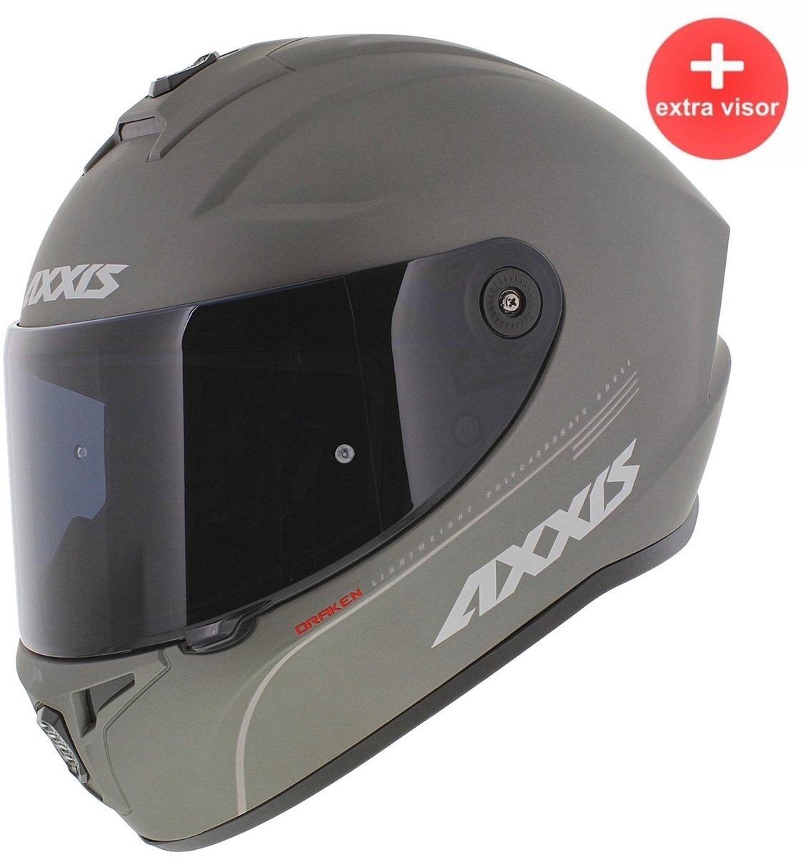 Axxis Draken helm solid mat titanium L / helder + donker vizier