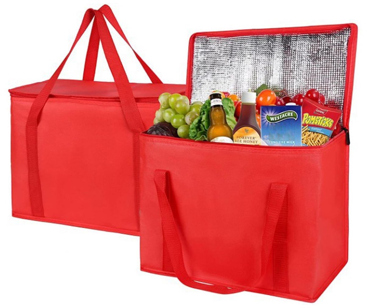 Ibenzoa® Praktische set van 2 opvouwbare thermotassen voor boodschappen en picknicks met koelvak