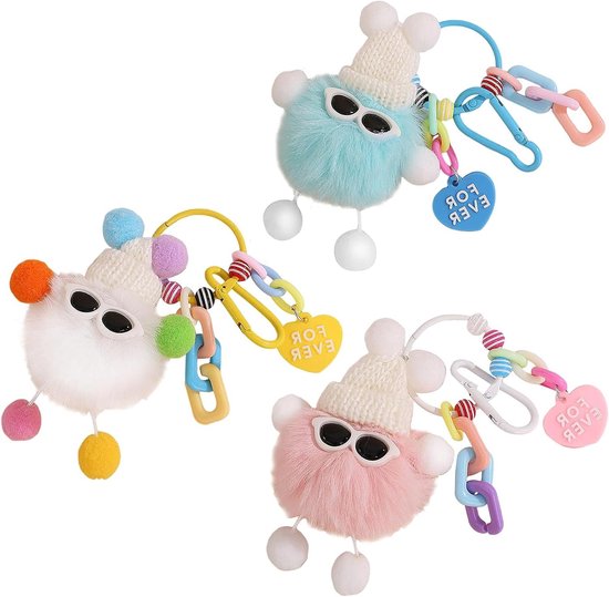 GUOYOU Pluche sleutelhanger, sleutelhanger auto met sleutelhanger ring van metaal, sleutelhanger met schattig zacht pluche, sleutelhanger pluche, rugzakdecoraties, wie im Bild gezeigt