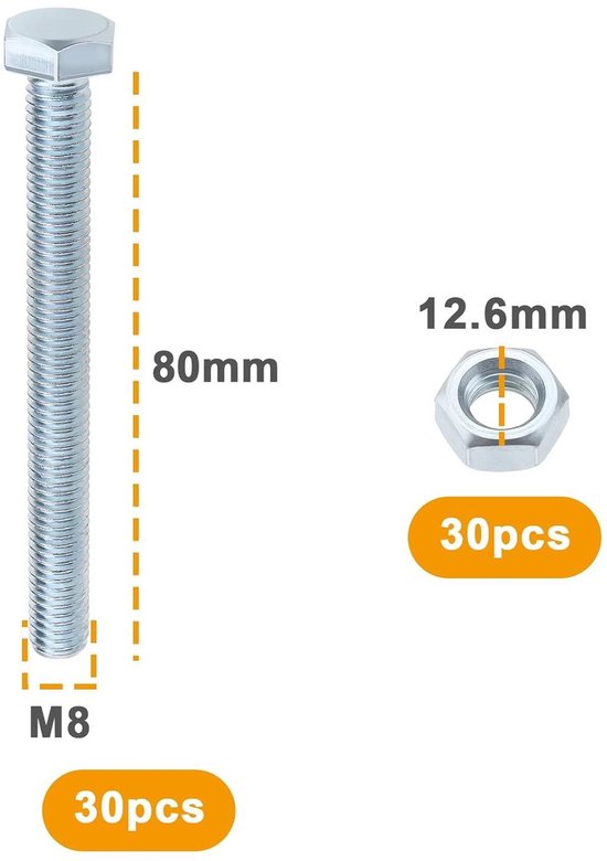 RISON Titanium Tandwiel Bouten en Moeren Pack van 6 Kit Crossmotor Tandwielen Bouten met borgmoeren GR5 Titanium Tandwielen Kit 6 PCS/Set (M8, Goud, 6