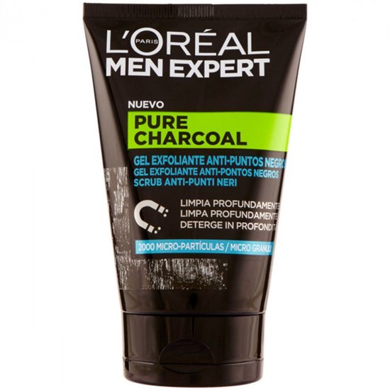 L’Oréal Men Expert Pure Charcoal Peeling-Gel – Gegen Schwarze Punkte, 100 Ml, Mit Aktivkohle