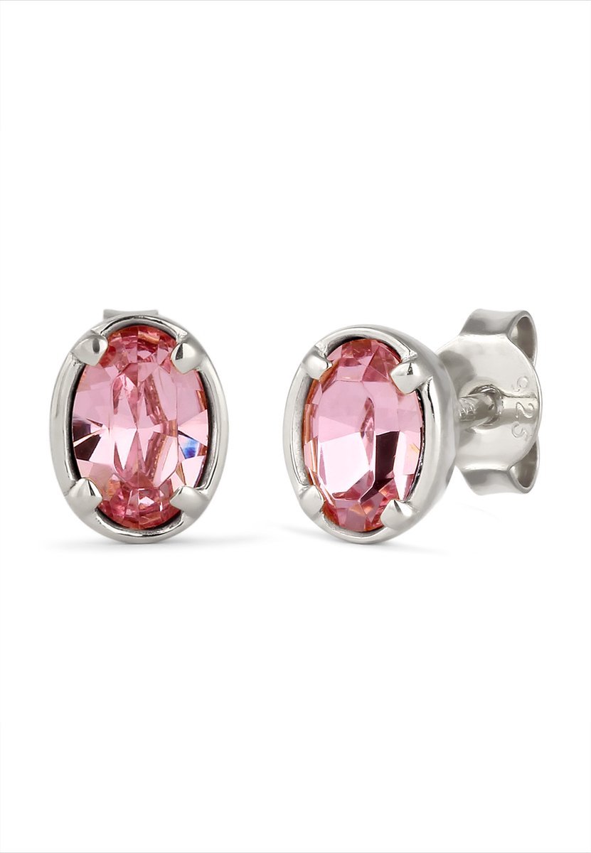 Elli - Oorbellen - Oorstekers Dames Ovaal Glazen Kristallen 925 Sterling Zilver Zomer / Strand -