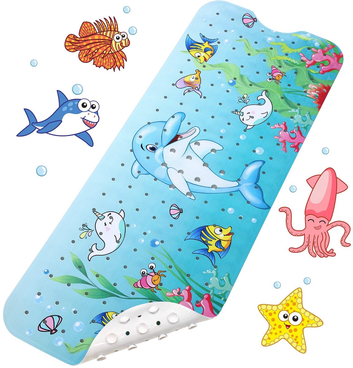 Ibenzoa® Veilige en Schattige Antislip Badmat voor Kinderen met Dolfijnontwerp, 100 x 40 cm