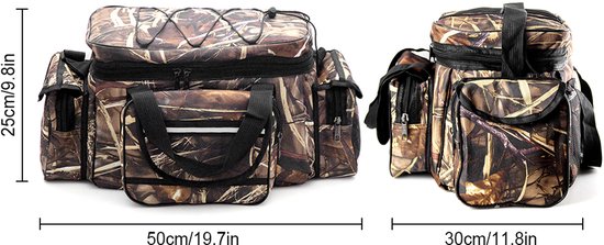 Sac à bandoulière imperméable Vista Bag – Sac de pêche grande capacité avec plusieurs poches – Sac de pêche Plein air Oxford – Sac à main ou bandoulière pour la Pêche, le Camping, la chasse – 50 x 30 x 25 cm