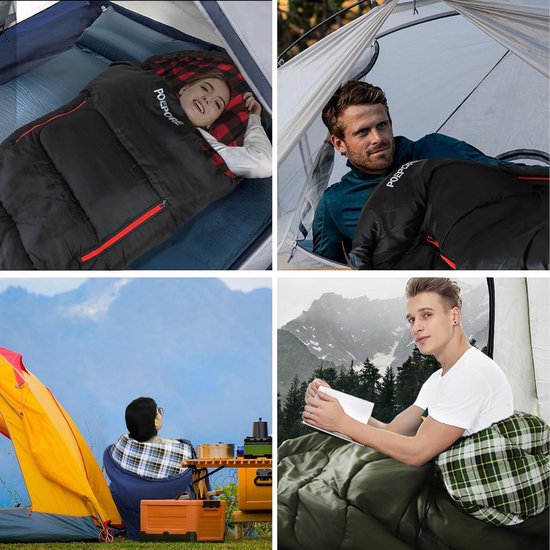Katoenen flanellen slaapzak met kussen - lichtgewicht 3-4 seizoenen voor volwassenen enkele XL - warm en draagbaar - waterdicht voor zomer camping en wandelen - inclusief compressiezak - olijfgroen — afbeelding 5