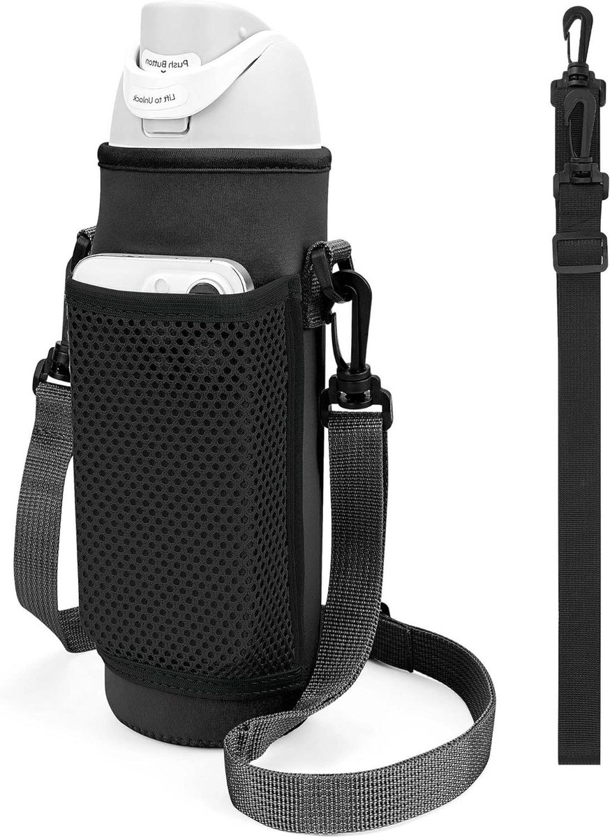 Allecto Plus - Waterfles Houder met 2 Banden voor Onderweg - Zwart meta Adviesprijs: €19,99.