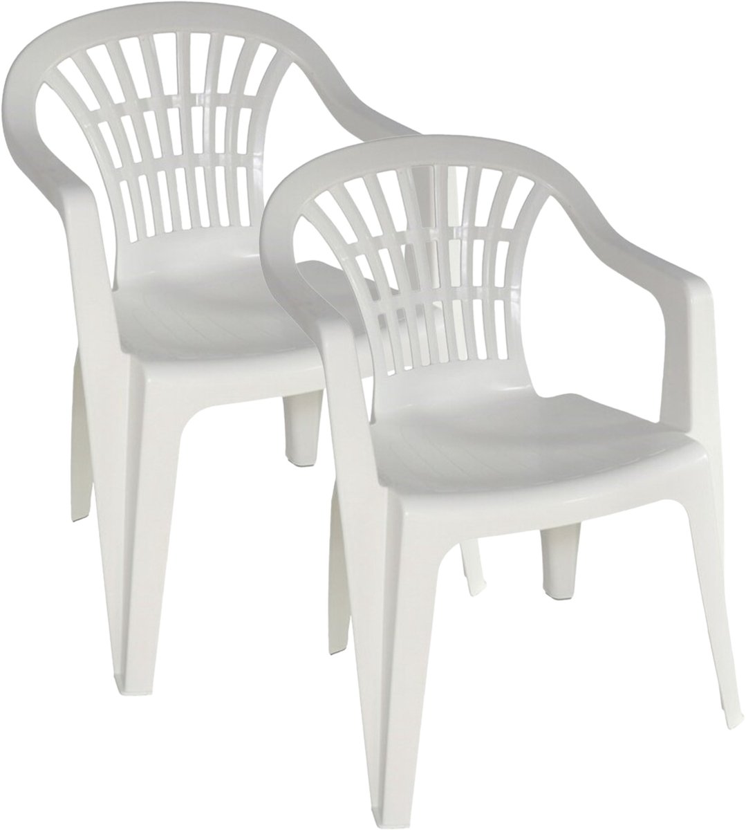 Gerimport Stoel voor buiten/binnen - 2x - tuinstoelen - wit - 50 x 54 x 76 cm - stevig kunststof - Bijzet stoelen