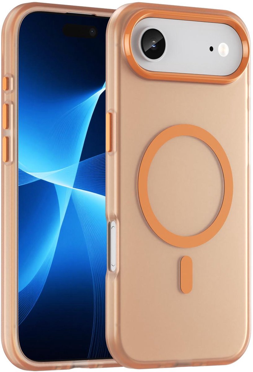 Mobigear Hoesje geschikt voor Apple iPhone Air MagSafe Telefoonhoesje Hardcase | Mobigear Shockproof Backcover | Geschikt voor MagSafe | Geschikt voor Draadloos Opladen met Magnetische Ring | Geschikt voor MagSafe Case - Oranje