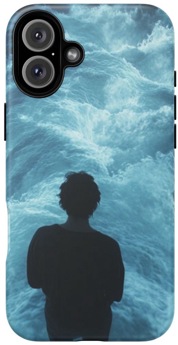 Persoon Voor Kolkende Watergolven – Telefoonhoesje Geschikt voor iPhone 16 Plus