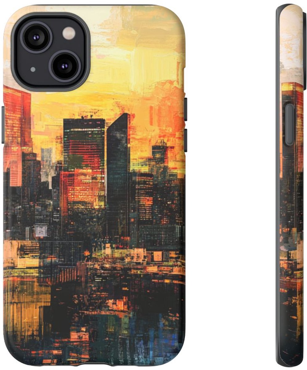 Abstracte Stedelijke Zonsondergang – Telefoonhoesje Geschikt voor iPhone 14 Plus