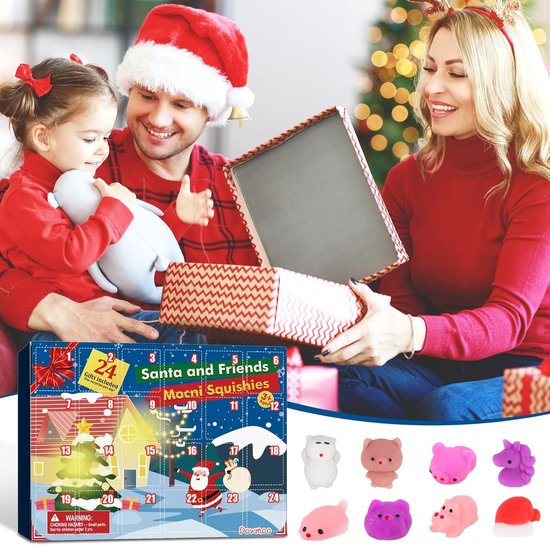 Calendrier De L'Avent Mochi Squishy 2025 – 24 Surprises Mignonnes – Jouets Anti-Stress Noël Pour Enfants Garçons & Filles