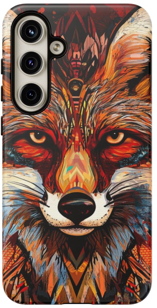 Abstracte Vos Gezicht Illustratie – Telefoonhoesje Geschikt voor Samsung Galaxy S24 Plus